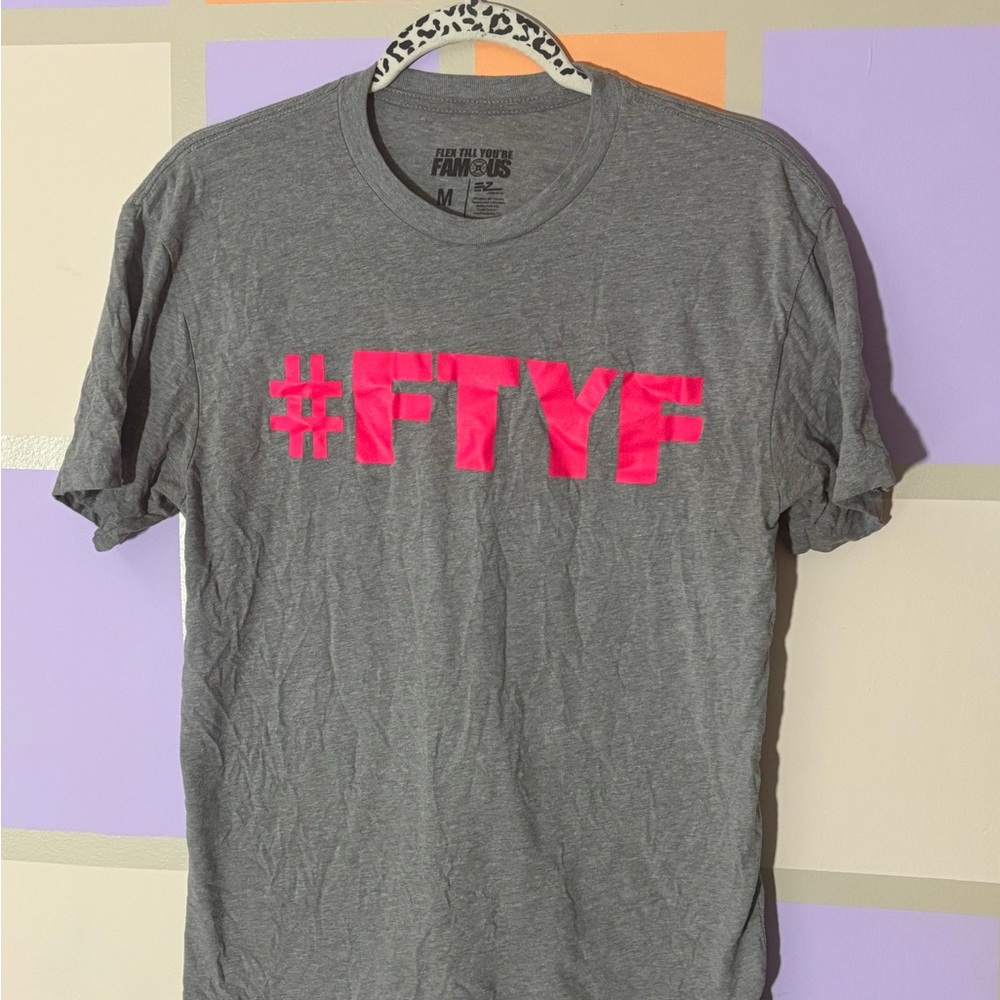 Gray Short Sleeve Tee with Pink Graphic